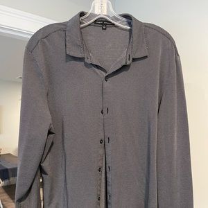 Robert Barakett black and white micro pattern button down. Cotton/poly blend